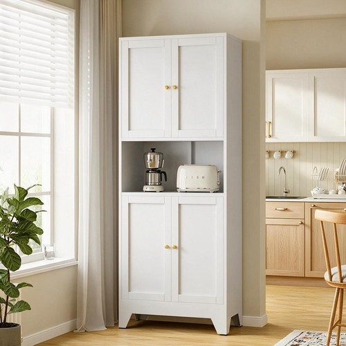 White metal pantry cabinet - white,